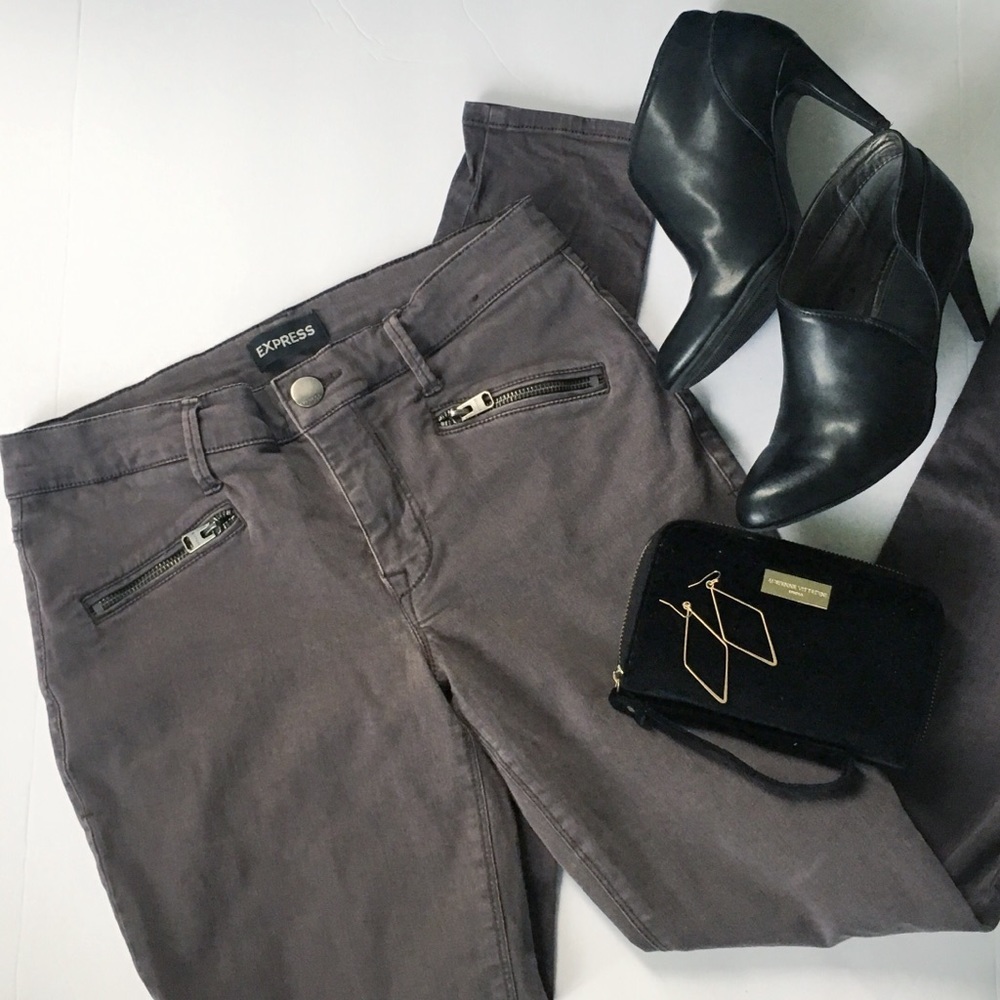 Express Midrise Front Zip Pocket Grey Legging